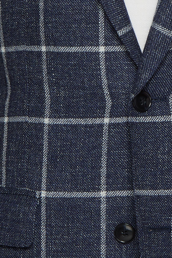 Пиджак синий в крупную белую клетку