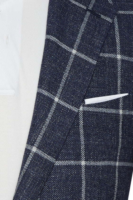 Пиджак синий в крупную белую клетку