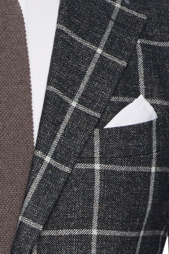 Пиджак темно-зеленый в крупную белую клетку