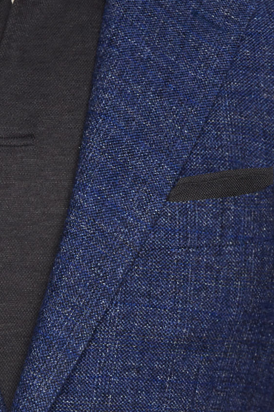 Пиджак синий фактурный в клетку