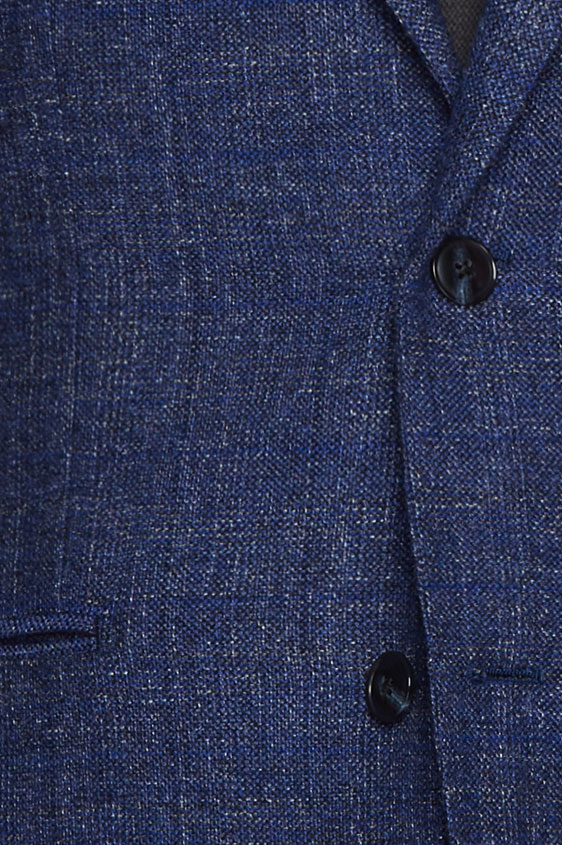 Пиджак синий фактурный в клетку
