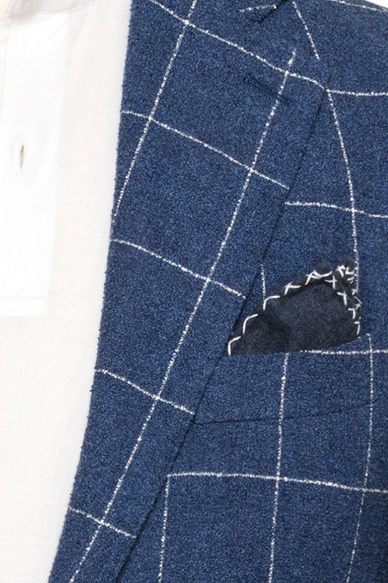 Пиджак синий в тонкую белую клетку