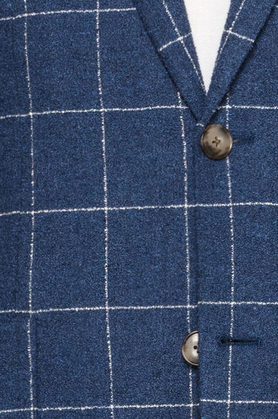 Пиджак синий в тонкую белую клетку