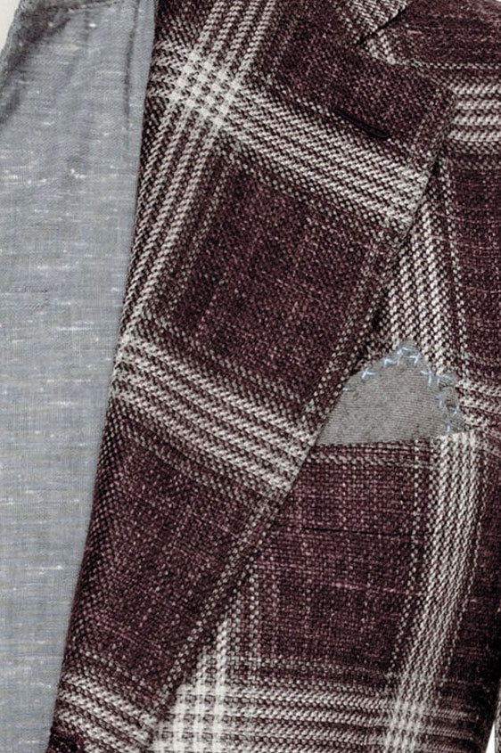 Пиджак темно-бордовый в крупную клетку