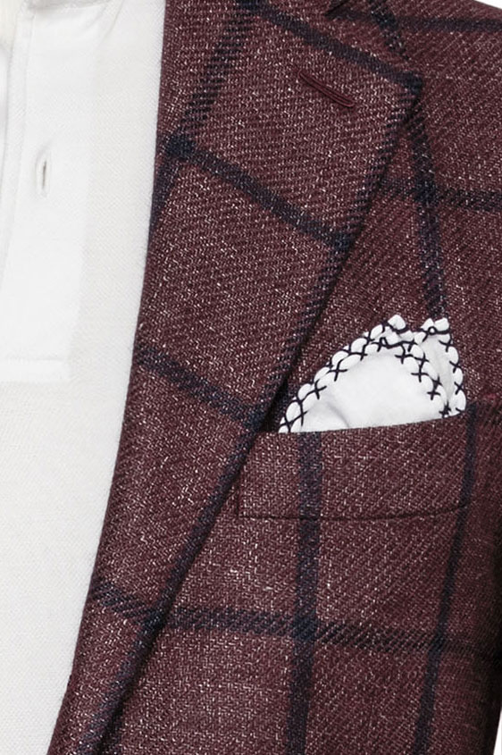 Пиджак бордовый в синюю клетку