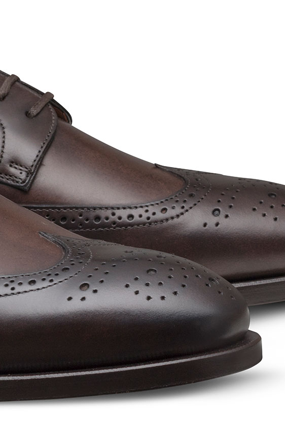 Темно-коричневые дерби из кожи с брогированием