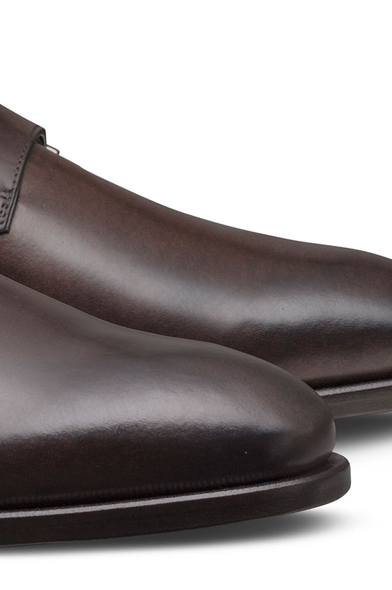 Темно-коричневые монки из натуральной кожи