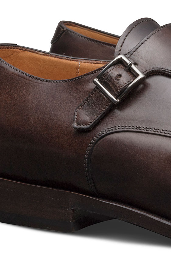 Темно-коричневые монки из натуральной кожи