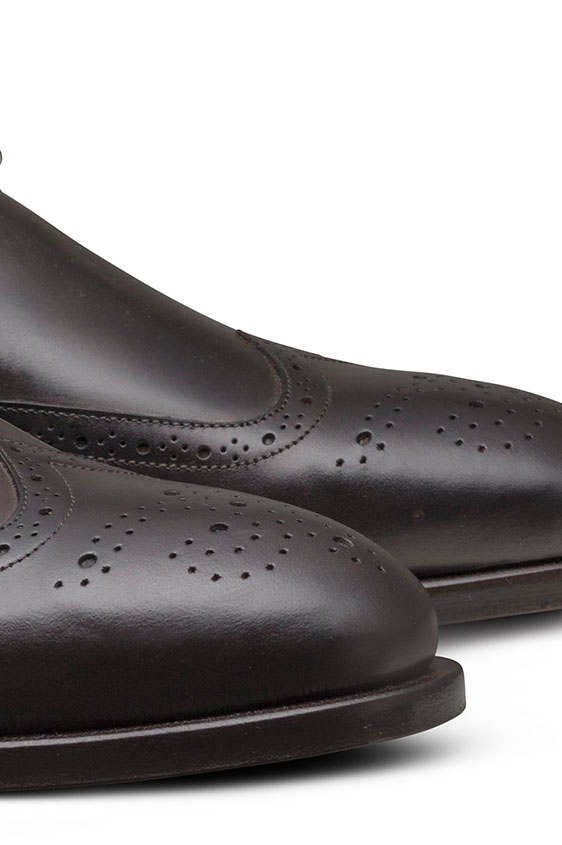 Темно-коричневые монки из кожи с брогированием