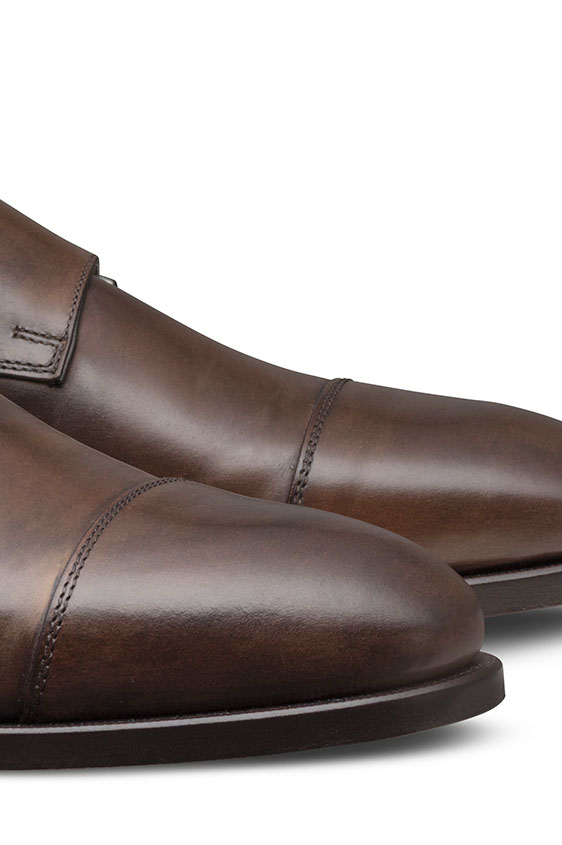 Коричневые монки из кожи