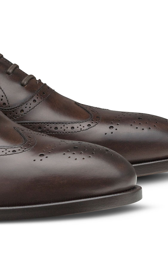Коричневые оксфорды из кожи с брогированием