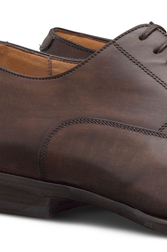 Шоколадно-коричневые оксфорды с высоким носком из кожи теленка