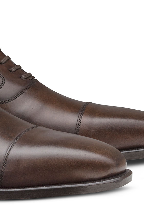 Шоколадно-коричневые оксфорды с высоким носком из кожи теленка