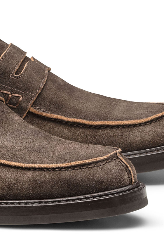 Пенни лоферы темно-коричневые из замши