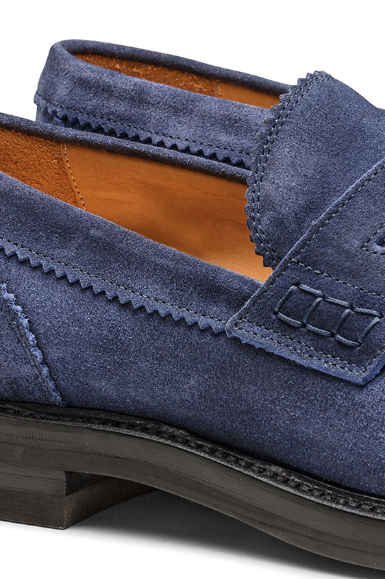 Пенни лоферы темно-синие из замши