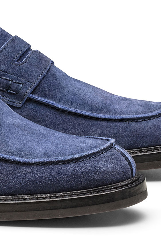 Пенни лоферы темно-синие из замши