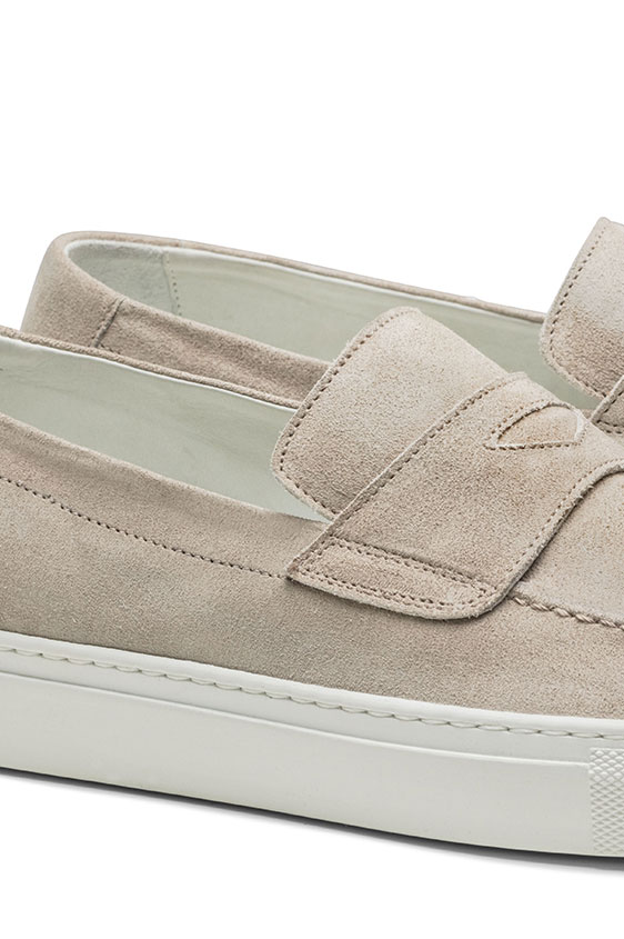 Кеды пенни лоферы светло-бежевые из замши