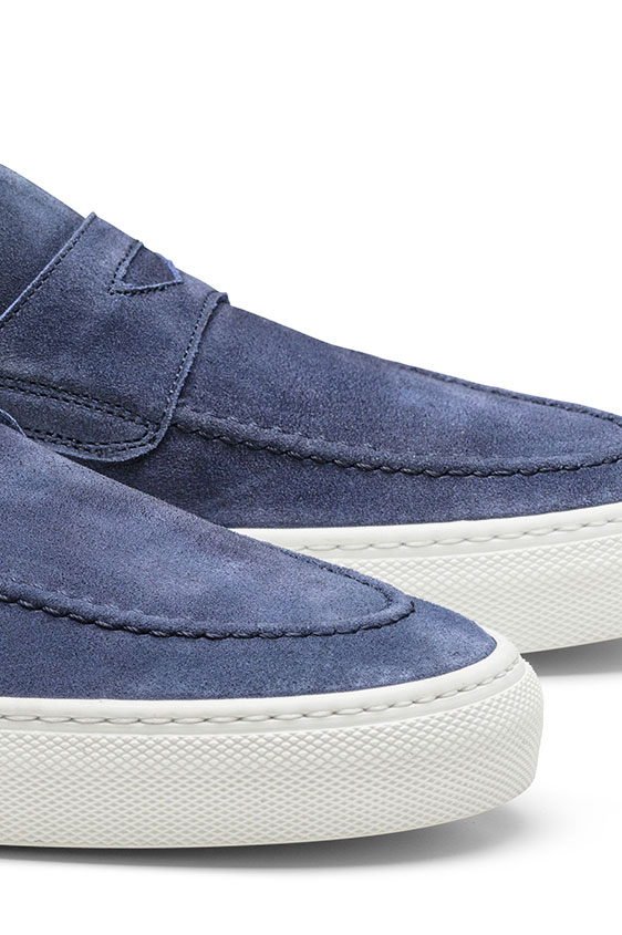 Кеды пенни лоферы темно-синие из замши