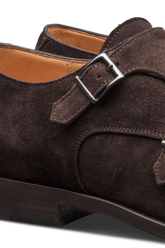 Темно-коричневые монки из замши