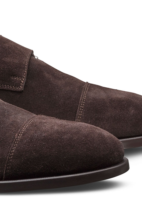 Темно-коричневые монки из замши