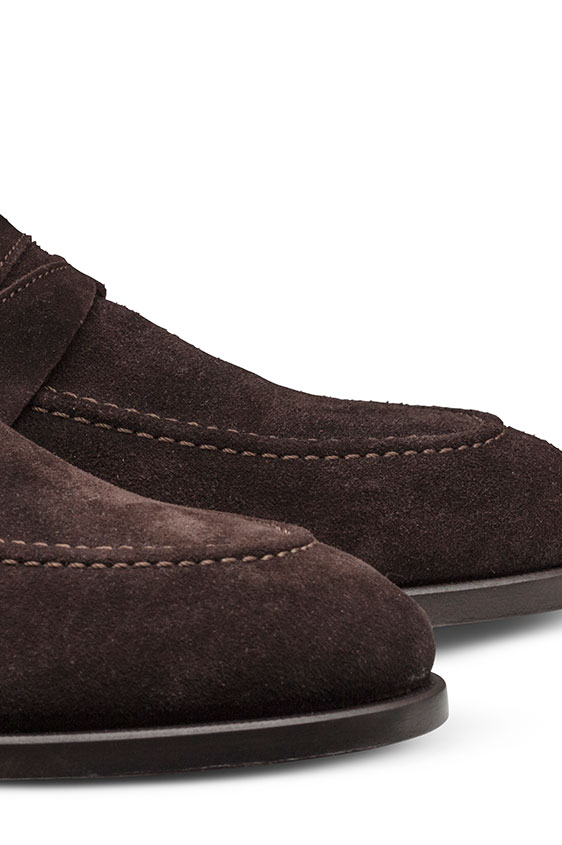 Темно-коричневые пенни лоферы из замши