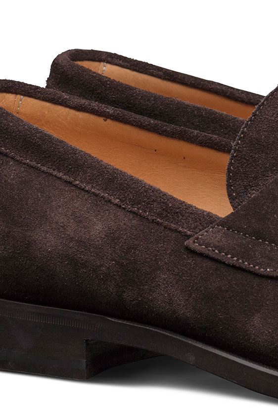 Темно-коричневые пенни лоферы из замши