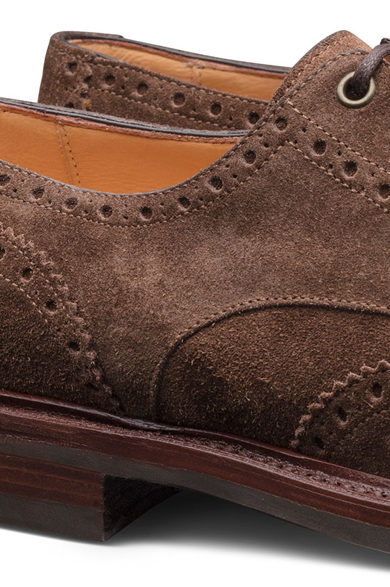 Дерби темно-коричневые с брогированием из замши