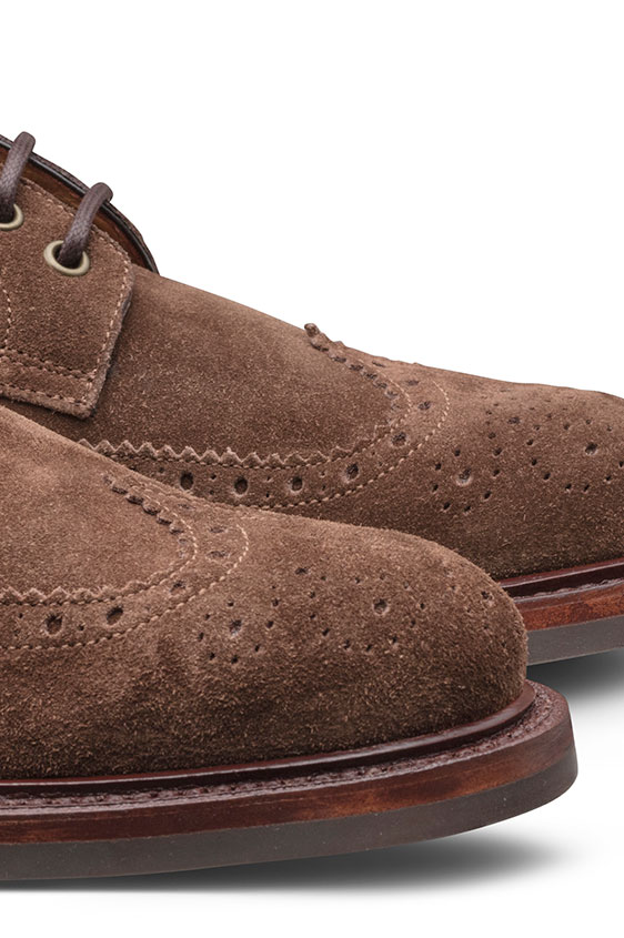 Дерби темно-коричневые с брогированием из замши