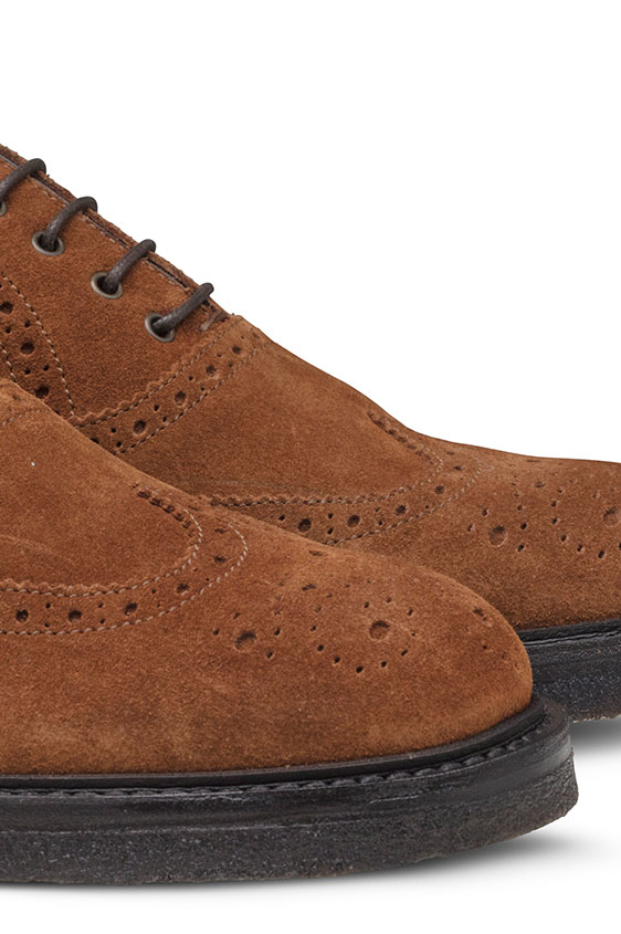 Коричневые оксфорды из замши с брогированием