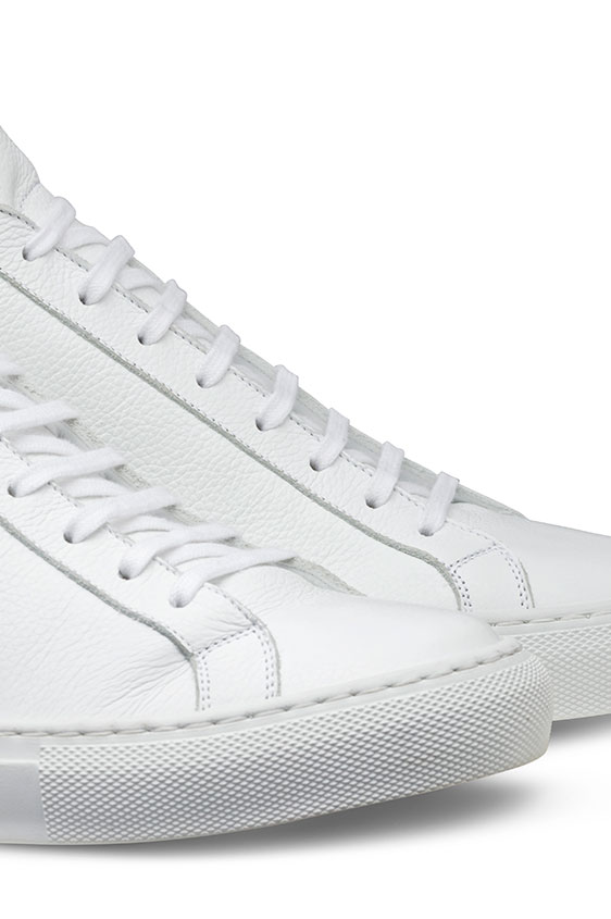 Кеды высокие белые из кожи