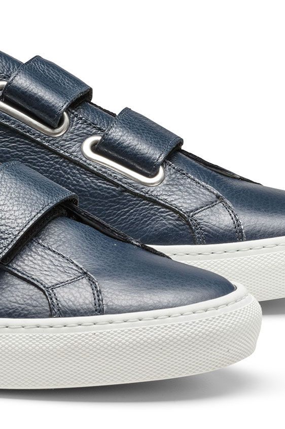 Кеды темно-синие из кожи с застежкой велькро