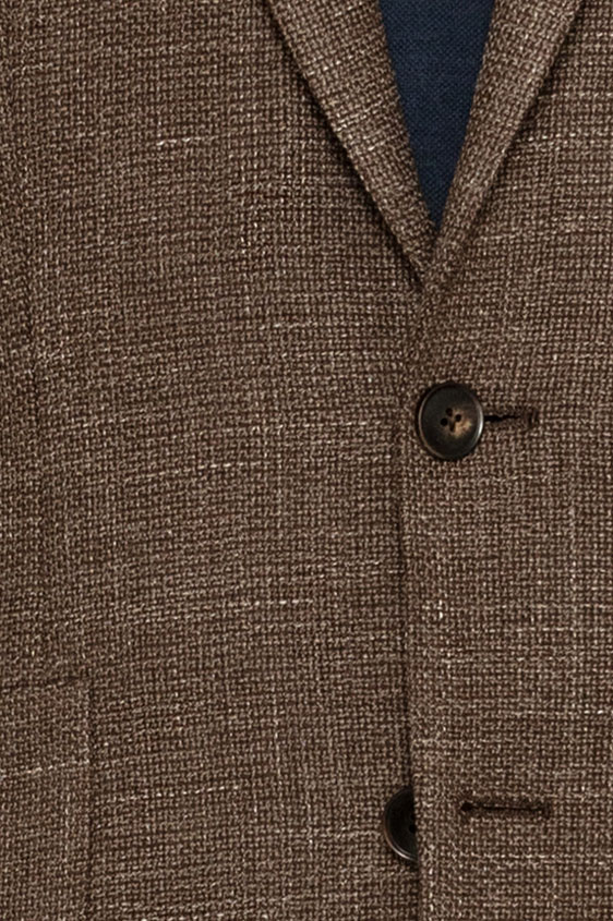 Серо-коричневый пиджак вязаной фактуры