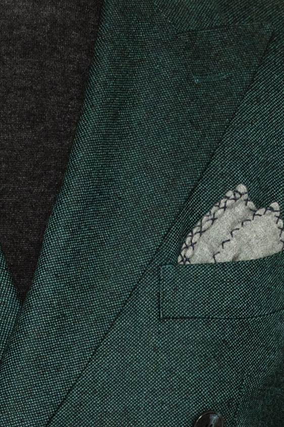 Зеленый двубортный пиджак