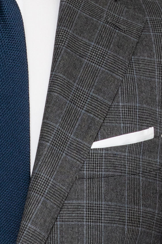 Серый шерстянной костюм в голубую клетку “гленчек”