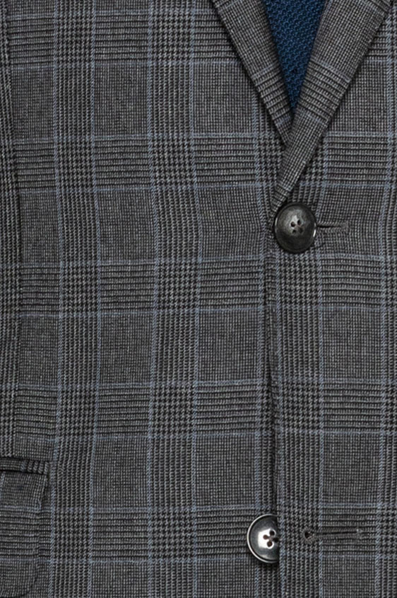Серый шерстянной костюм в голубую клетку “гленчек”