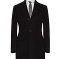 Черное однобортное пальто из шерсти