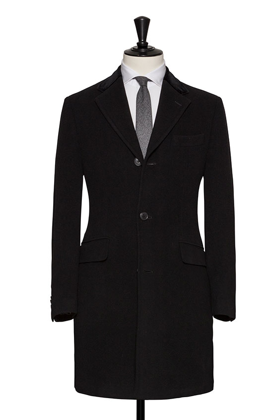 Черное однобортное пальто из шерсти