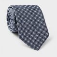 Сланцево-синий галстук из шелкового жаккарда с синим цветочным узором