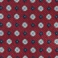 Темно-красный галстук из шелкового жаккарда с синим цветочным узором
