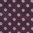 Бордовый галстук из шелкового жаккарда с синим цветочным узором