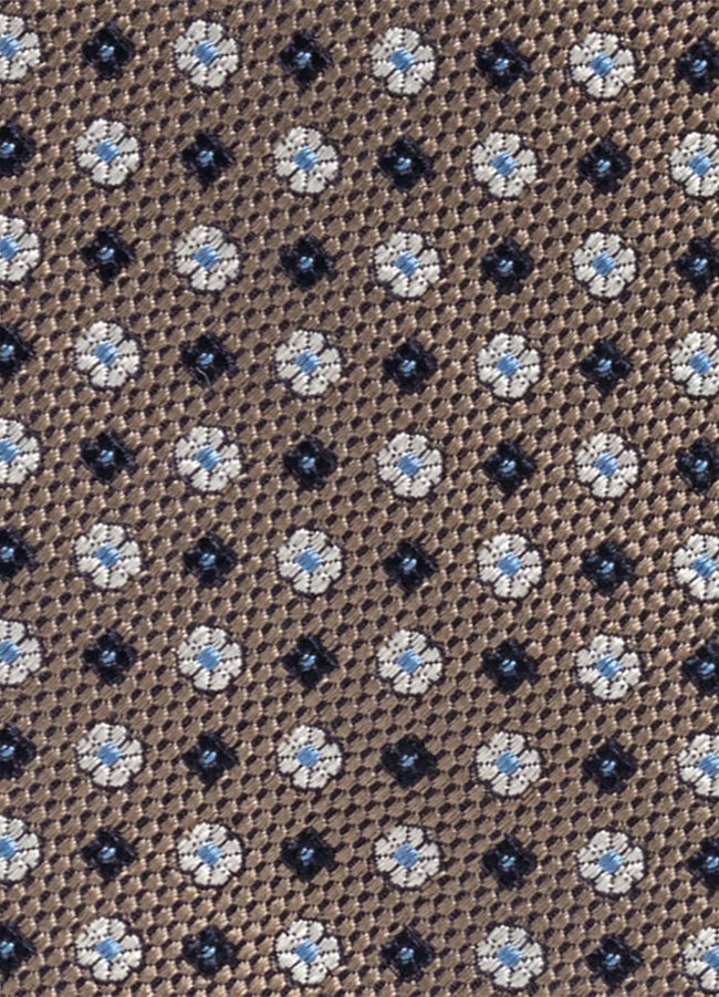 Серый галстук из шелкового жаккарда с синим цветочным узором