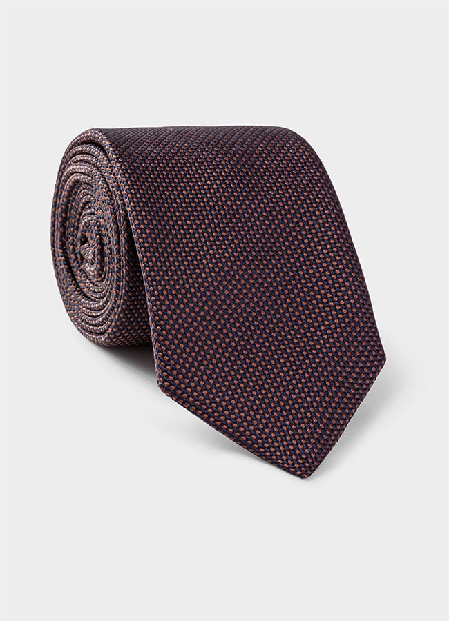 Коричнево-синий галстук из плетеного шелка