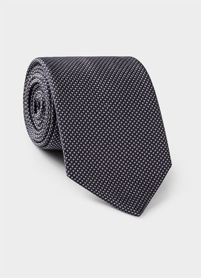 Серо-синий галстук из плетеного шелка