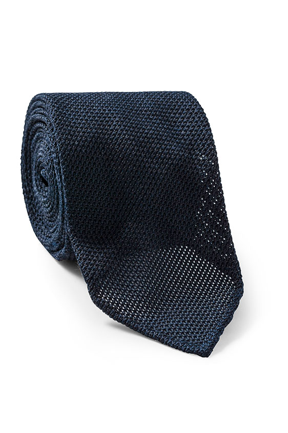 Темно-синий галстук плетеной фактуры