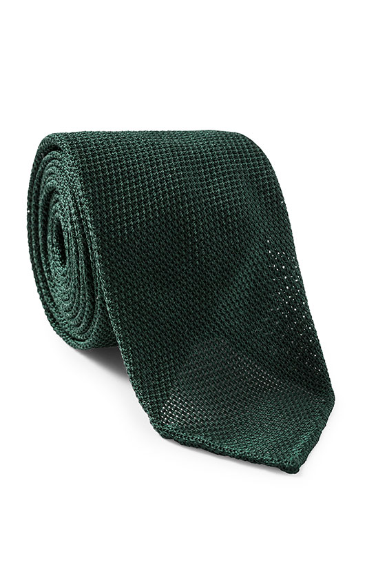 Зелёный галстук плетеной фактуры