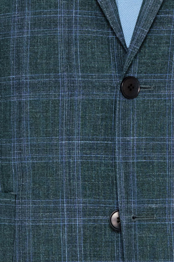 Зелено-синий костюм в голубую клетку