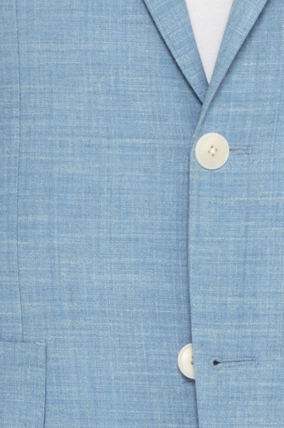 Светло-голубой костюм из шерсти и льна