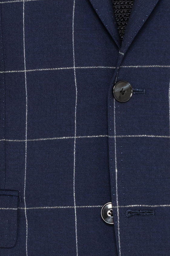 Темно-синий костюм в белую клетку