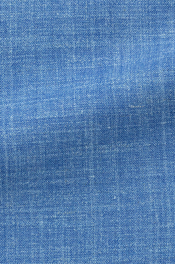 Синий костюм из шерсти и льна