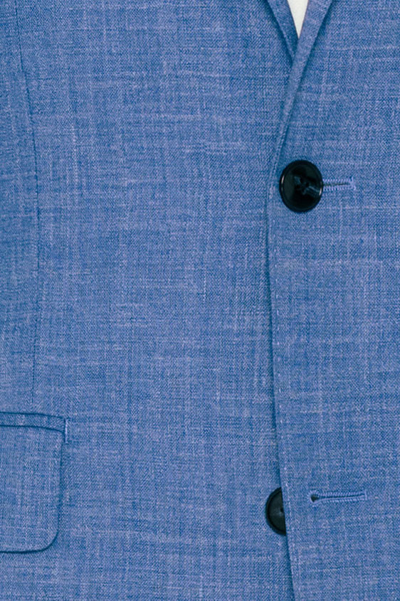 Синий костюм из шерсти и льна